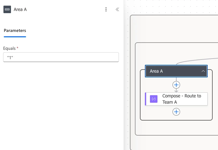 A single Switch case matching on the technical value, entered as a quoted string so the comparison types line up